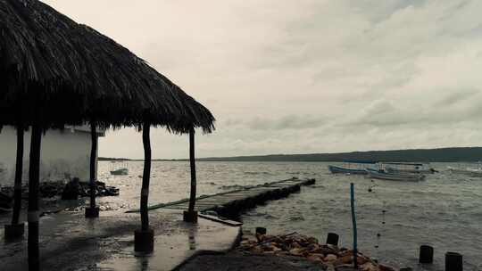 船屋，海岸，海，茅草屋顶