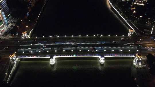 广州人民桥航拍夜景