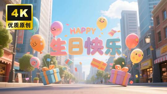 生日快乐温馨庆祝生日通用生日快乐卡通视频