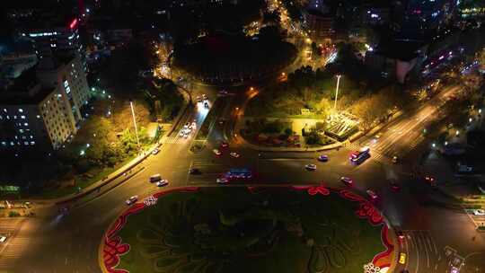 南京市鼓楼区车流夜景航拍延时视频素材模板下载