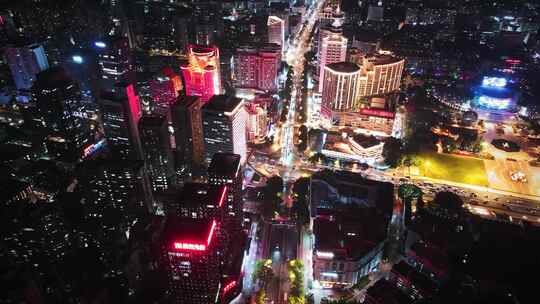 福州城市高楼夜景航拍