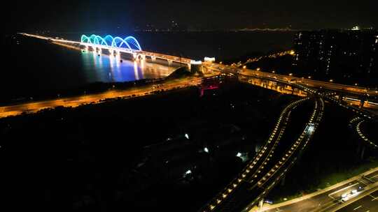 杭州九堡大桥车辆车流夜景视频素材