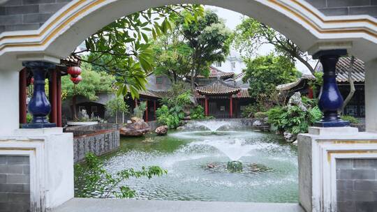 清晖园传统岭南园林古建筑景观喷泉