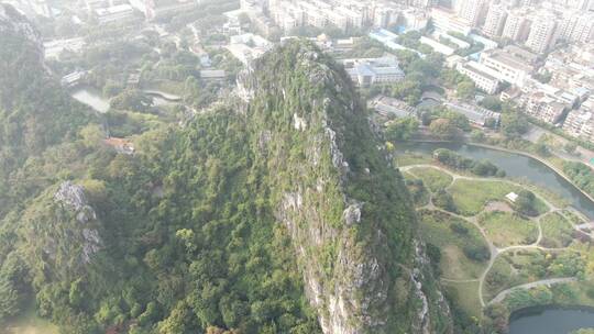 航拍广西桂林南溪山公园