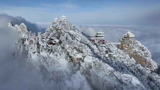 洛阳老君山大雪云海航拍