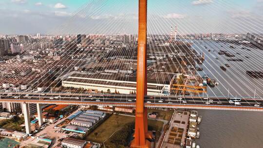 上海杨浦大桥绿之丘航拍视频素材模板下载