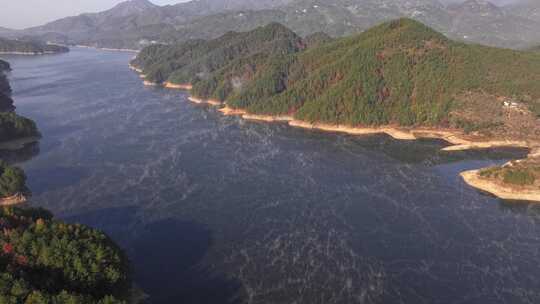 航拍黄冈罗田大别山区九资河天堂湖晨雾云海