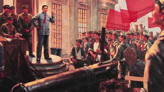 革命人物演讲场景画面