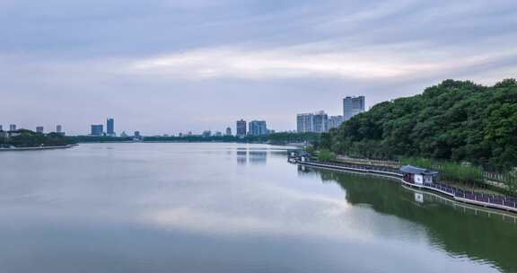 九江南湖环湖步道航拍延时