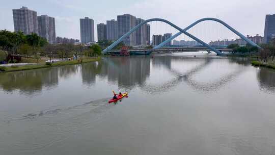 4K航拍广州南沙蕉门河7