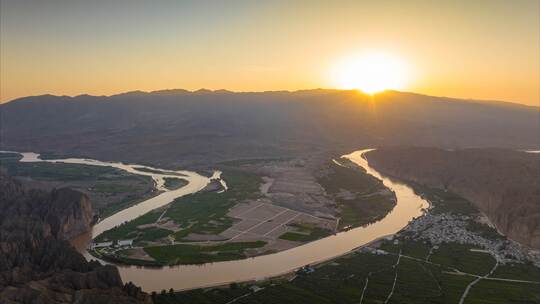 甘肃白银大西北壮丽山河自然风光航拍延时