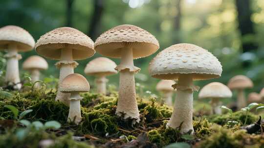 云南森林蘑菇立秋雨后自然生态视频