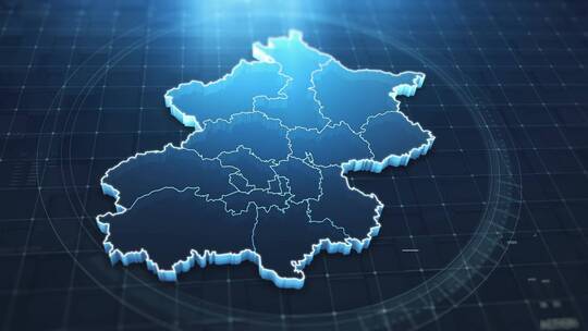 蓝色科技感地图北京