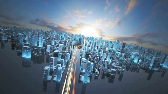 全息数字科技城市城市生长穿梭动画智慧城市