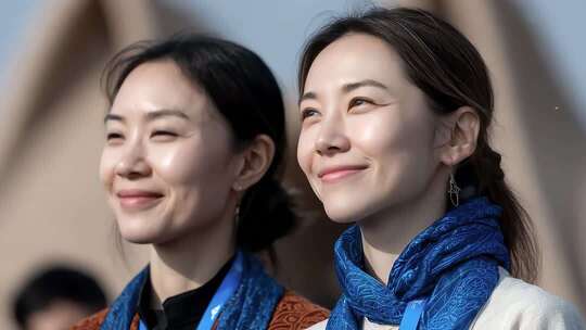 笑容洋溢的亚洲女性展望未来