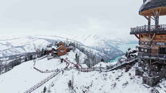 新疆喀纳斯雪景航拍