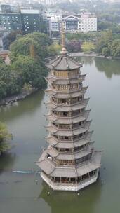 旅游景区桂林日月双塔竖屏航拍