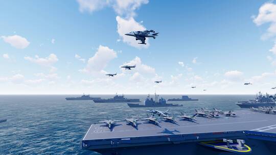 4K 航母战斗群和战斗机在大海实弹演习