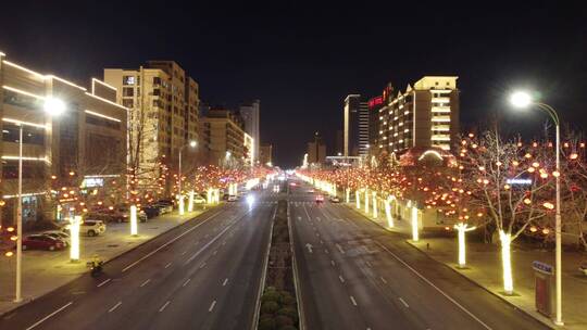 天津 宁河 夜景 商业街  航拍