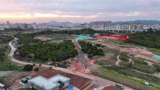 深圳光明科学公园城市公园建设航拍全景