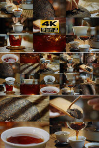 茶泡茶普洱茶茶叶熟茶冲泡茶道茶艺茶文化高清在线视频素材下载