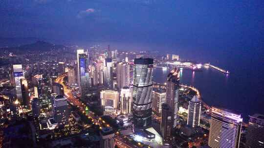 4K 航拍青岛城市夜景