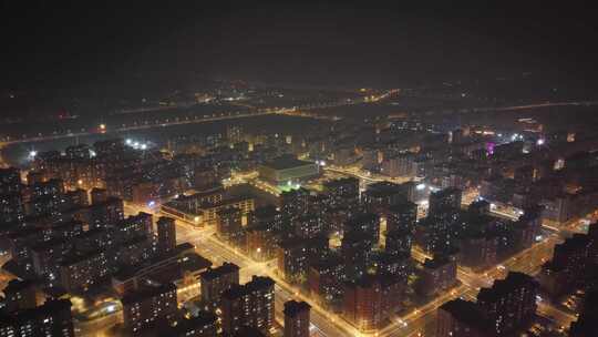 航拍 雄安 冬季 夜景 晚上 航拍雄安夜景