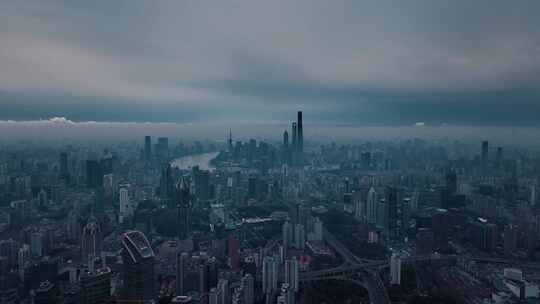 上海浦西天际线航拍