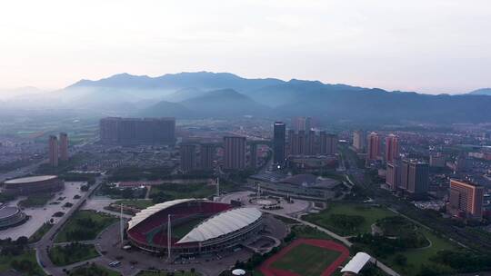 浙江义乌市体育场4K航拍视频素材模板下载