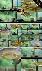 4k茶叶冲泡茶汤特写泡茶茶道茶艺茶文化茶高清在线视频素材下载