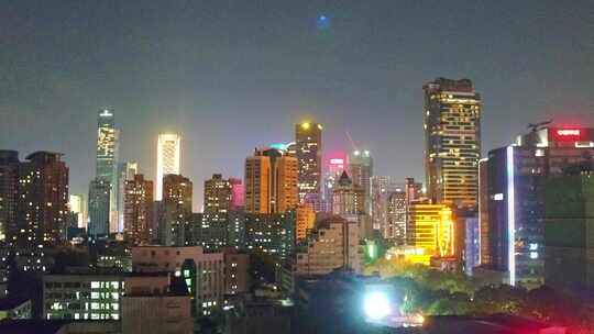 航拍南京新街口市中心高楼夜景灯光