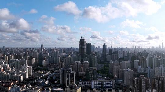 上海浦西蓝天白云航拍视频素材模板下载