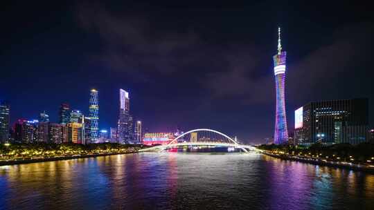 广州珠江夜景 珠江新城广州塔海心桥延时视频素材模板下载