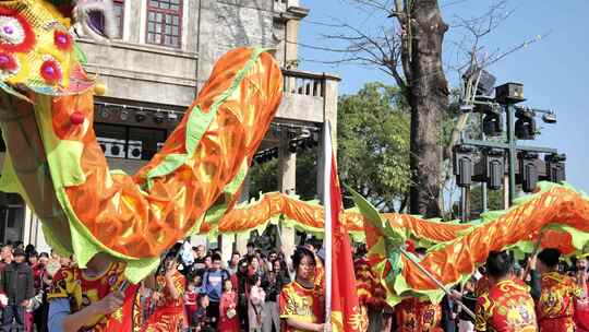 新年非遗活动舞龙视频素材模板下载