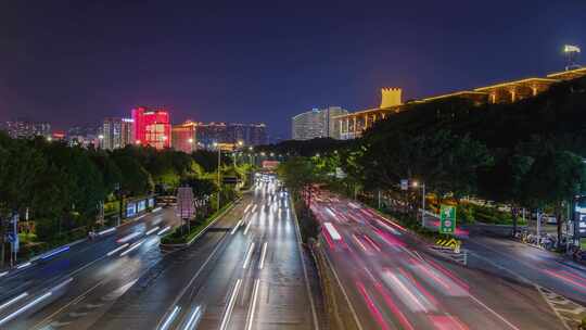 城市道路交通晚高峰 高速公路车流夜景延时