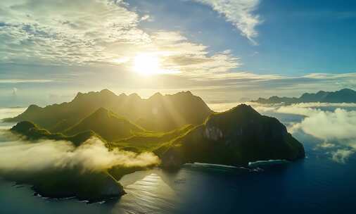 【4K高清】唯美山峰海岸线航拍