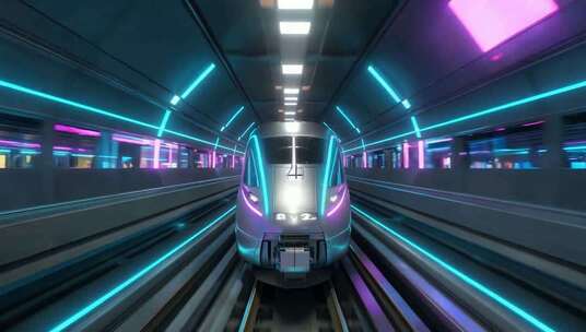 科技感地铁隧道穿梭画面