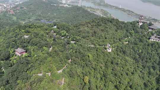 航拍湖北鄂州西山4A景区