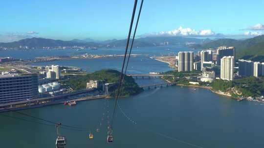 香港离岛大屿山索道缆车户外海洋城市天际线