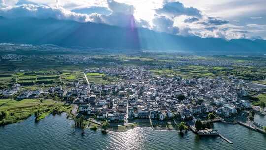 大理苍山洱海龙康码头航拍延时视频