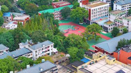 湖南师范大学学校校园风景航拍篮球场体育场