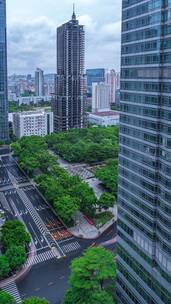 广州城市道路车流与高楼建筑延时风光