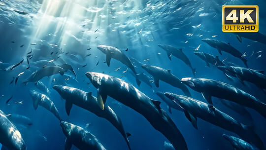 海底世界深海鱼群海藻海参唯美风景