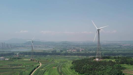 4k 航拍户外乡村绿色能源风力发电机