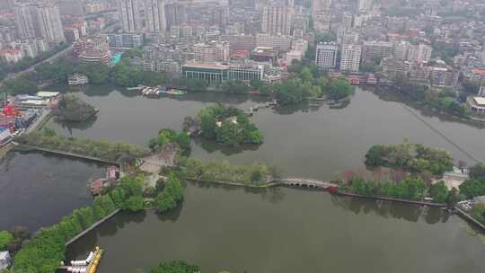 广州东山湖公园景色航拍素材