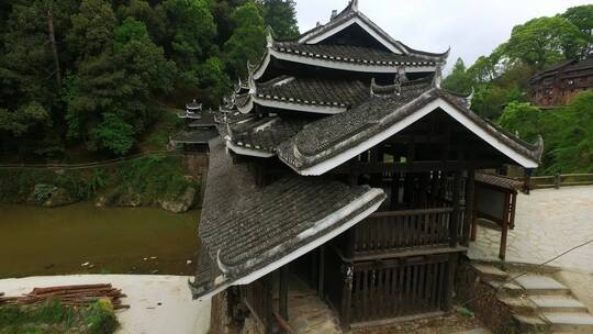 程阳风雨桥 内景特写视频素材模板下载