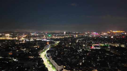 广东潮州城市大景夜景航拍