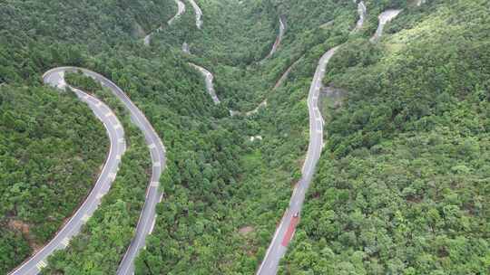 航拍江西吉安井冈山景区蜿蜒盘山公路