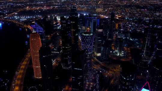 金融城市夜景航拍