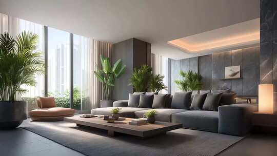 现代简约客厅设计展示自然光线充足